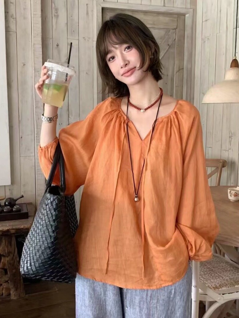 Winter Sun Clothing - Camisa de manga comprida fina estilo