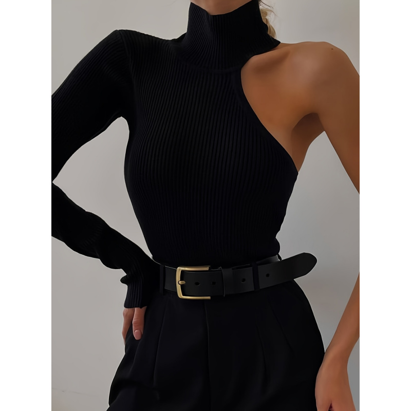 Winter Clothing For Women - Body de Malha Canelada Assimétrico de