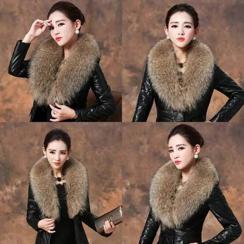 Gola de pele de guaxinim natur - Winter Clothing Online avaliação e preço