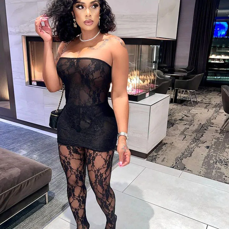 Lace Tube Strapless Top e Legg - Winter Clothing Youtube avaliação e preço